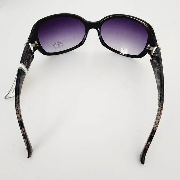 Oscar de la Renta Large Black Animal Print Sunglasses Oversized Rounded Square - Picture 5 of 7